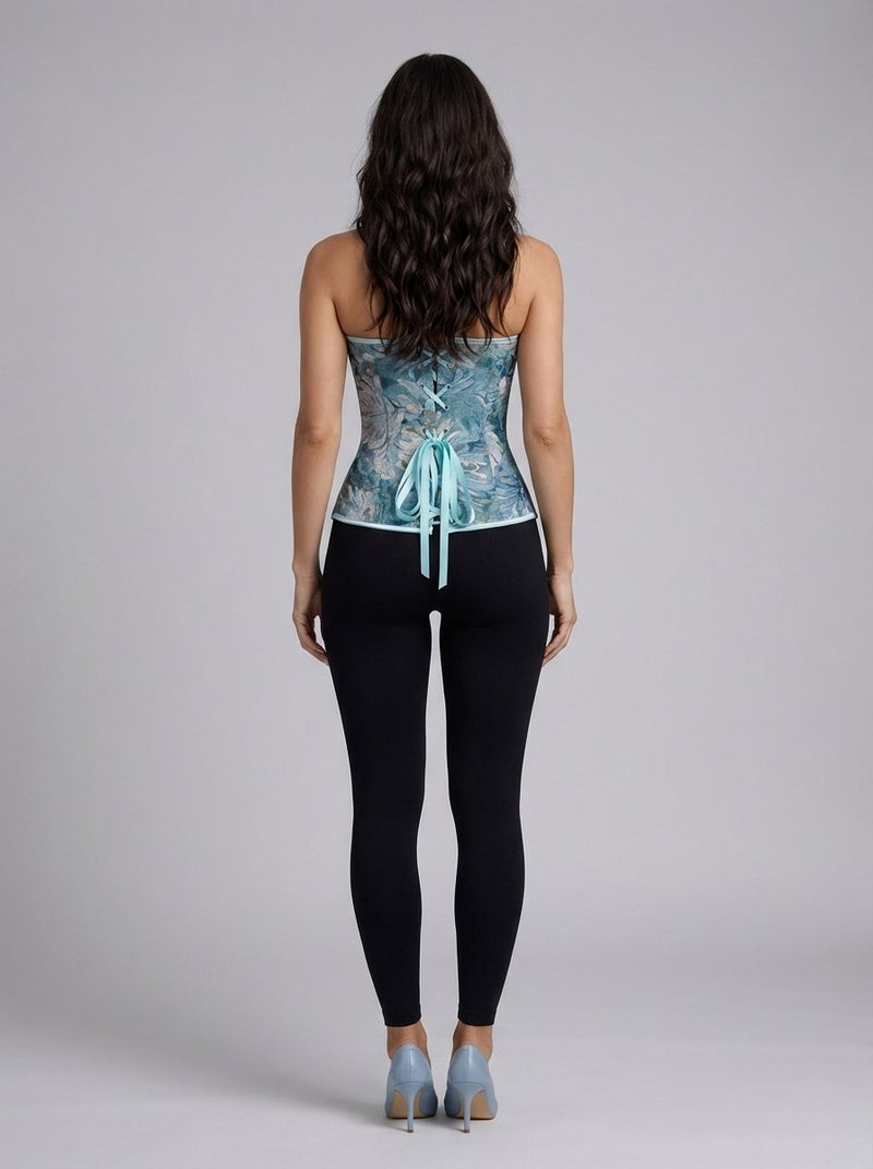 Larissaverolini Strapless Floral Corset Top – Soft Blue - Image 5