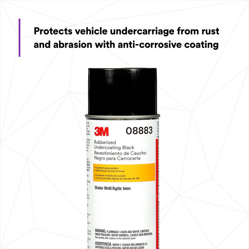 3M Rubberized Undercoating Aerosol Spray, 08883, 19.7 oz, Textured Finish, Anti-Corrosive, Multi-Purpose for Automotive Cars, Trucks, and Recreational Vehicles Black - Image 5