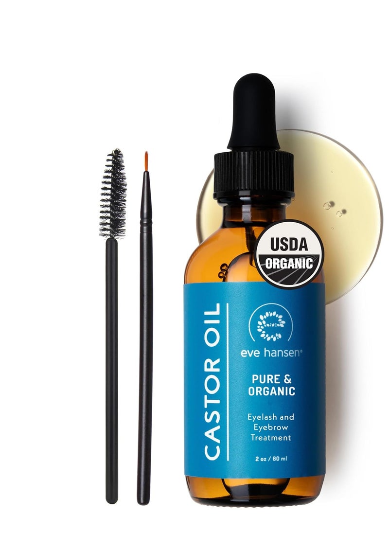 Eve Hansen - Eve Hansen Organic Castor Oil USDA Certified | Pure Carrier Oil for Eyelashes, Eyebrows, Hair, and Skin with Applicator (2oz) - Image 1