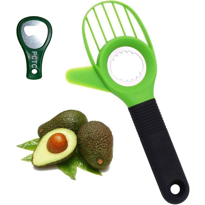 PCTC 3 in 1 Avocado Slicer  Avocado Cutter Tool  Avocado Slicer Seed Remover  Multifunctional Avocado Peeler with Grip Handle and Avocado Keeper Suitable for Fruit  1 Beer bottle opener