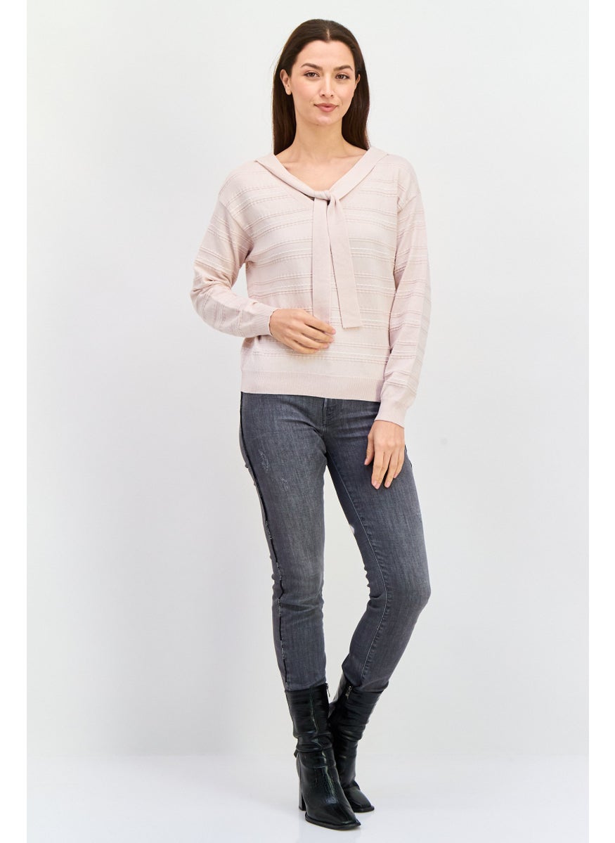 ONLY - Women Tie Neck Textured Sweaters, Hushed Violet - Image 1