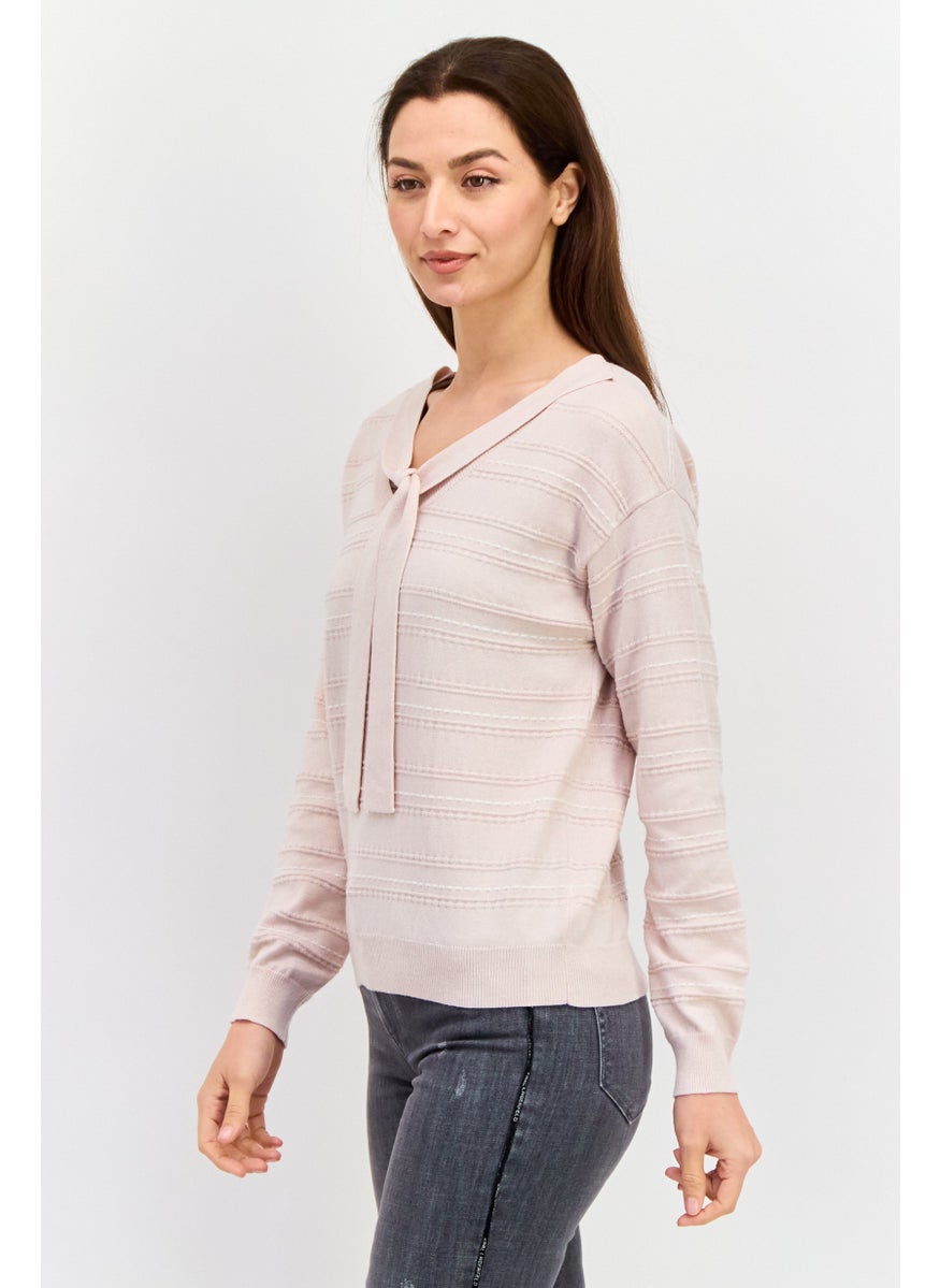 ONLY - Women Tie Neck Textured Sweaters, Hushed Violet - Image 1