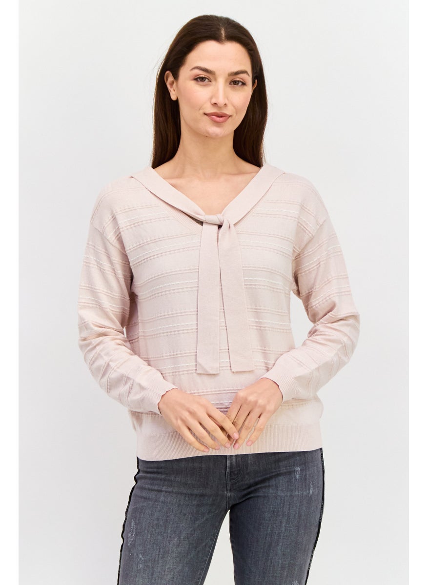 ONLY - Women Tie Neck Textured Sweaters, Hushed Violet - Image 1