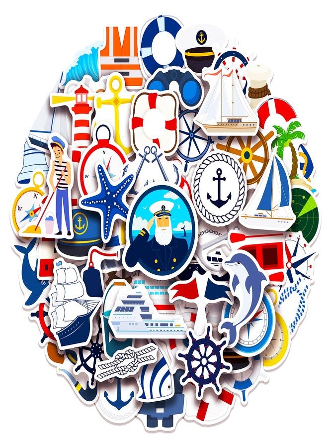 Cleverplay 100 Pack Nautical Stickers, Nautical Party Favors, Anchor Birthday Decorations Gifts - Image 1