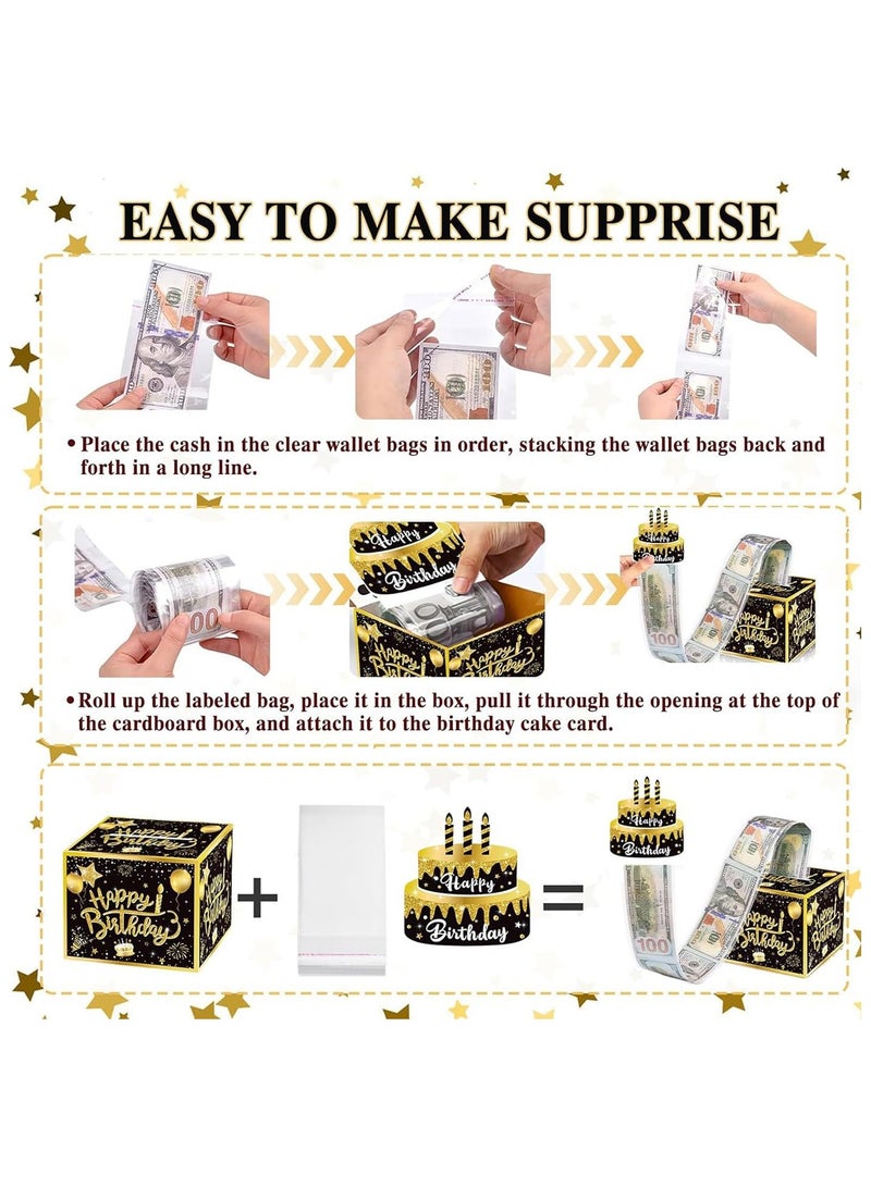 phomemo Birthday Money Box for Cash Gift Pull Surprise 30 Transparent Bags, Money Gift Boxes for Kids and Adults, Pull Out Happy Birthday Card, DIY Gift (black) - Image 3