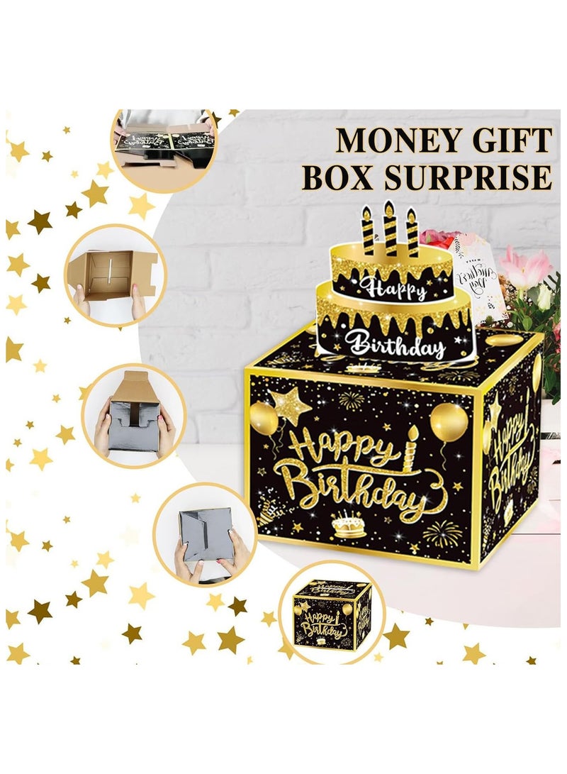 phomemo Birthday Money Box for Cash Gift Pull Surprise 30 Transparent Bags, Money Gift Boxes for Kids and Adults, Pull Out Happy Birthday Card, DIY Gift (black) - Image 4