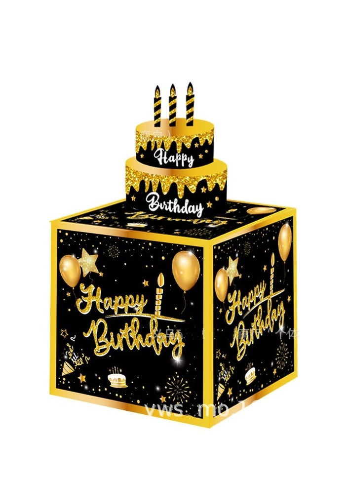phomemo Birthday Money Box for Cash Gift Pull Surprise 30 Transparent Bags, Money Gift Boxes for Kids and Adults, Pull Out Happy Birthday Card, DIY Gift (black) - Image 1