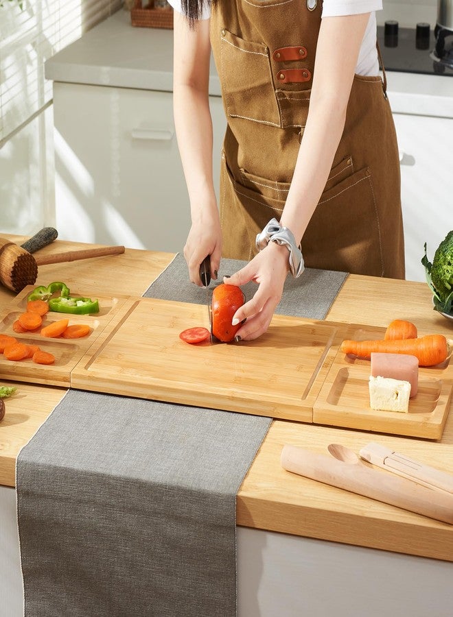 ROSOS Bamboo Cutting Boards for kitchen, Bamboo Wood Cutting Boards for Kitchen, Charcuterie Boards gift set, Charcuterie Board set, Chopping Board Set with Storage, Large Meal Prep Cutting Board - Image 4