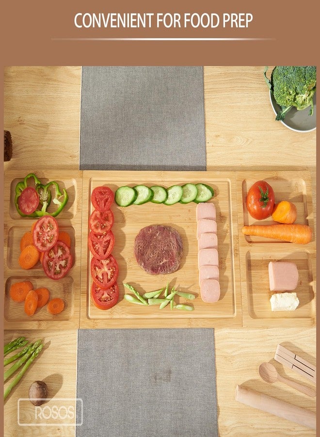 ROSOS Bamboo Cutting Boards for kitchen, Bamboo Wood Cutting Boards for Kitchen, Charcuterie Boards gift set, Charcuterie Board set, Chopping Board Set with Storage, Large Meal Prep Cutting Board - Image 2