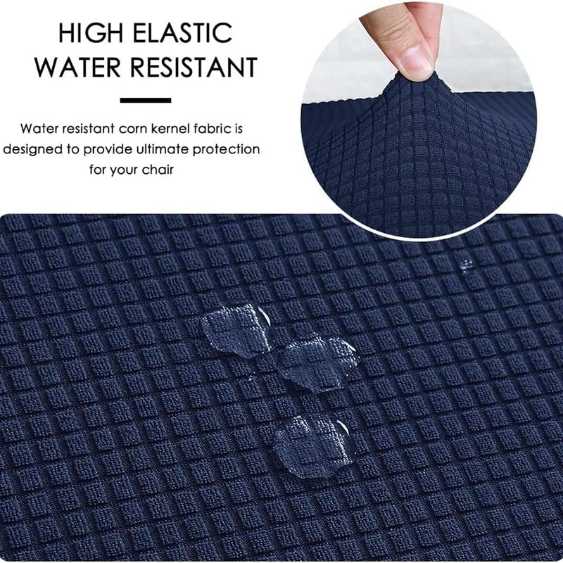 Tazweeq غطاء كرسي مكتب، زوج واحد، غطاء مقعد كرسي كمبيوتر مكتبي من قماش الجاكار المرن، واقي وسادة مقعد كرسي المكتب قابل للإزالة والغسل ومضاد للغبار لكراسي الكمبيوتر المكتبية (لون كحلي) - Image 3