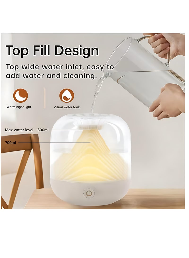 صن سباير مرطب هواء مبتكر 800 مل سعة كبيرة ترطيب صامت إضاءة دافئة مزدوجة مصدر الطاقة: USB / بطاريات مرطب هواء منزلي ومكتبي لغرف النوم - Image 5