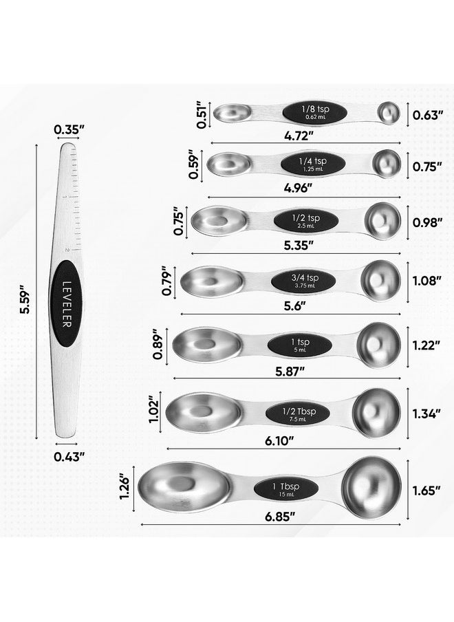 Spring Chef Spring Chef Stainless Steel Magnetic Measuring Spoons Set with Strong N45 Magnets, Heavy Duty Metal Kitchen Gadgets for Baking & Cooking, Fits in Most Kitchen Spice Jars, Set of 8 with Leveler, Black  - Image 3