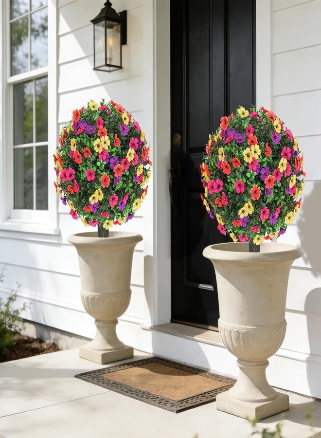 WEIERYUE 23 Inch Tall Artificial Plants Outdoor, Set of 2 with Ground Spikes for Easy Installation, UV Resistant & Fade-Proof Fake Plants for Outdoor Yard, Garden, Front Porch, Indoor Planters Decor - Image 4