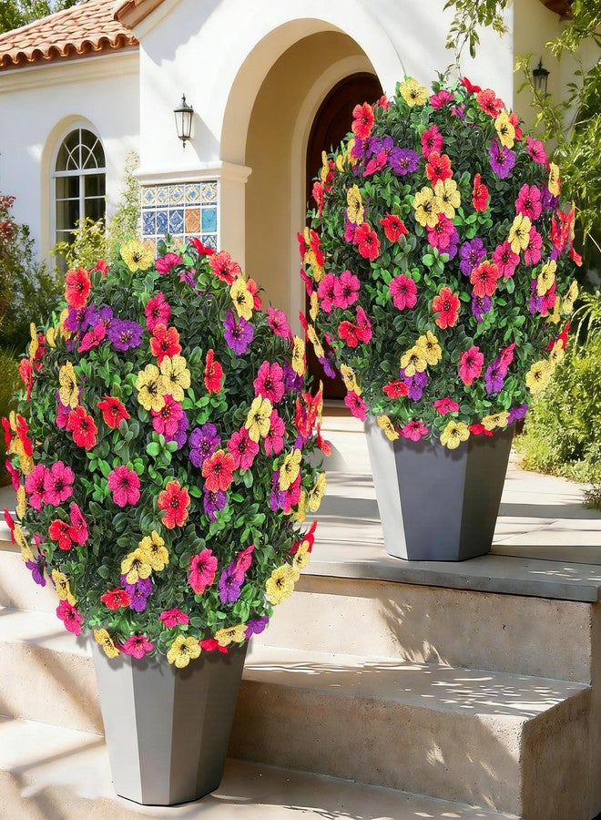 WEIERYUE 23 Inch Tall Artificial Plants Outdoor, Set of 2 with Ground Spikes for Easy Installation, UV Resistant & Fade-Proof Fake Plants for Outdoor Yard, Garden, Front Porch, Indoor Planters Decor - Image 1