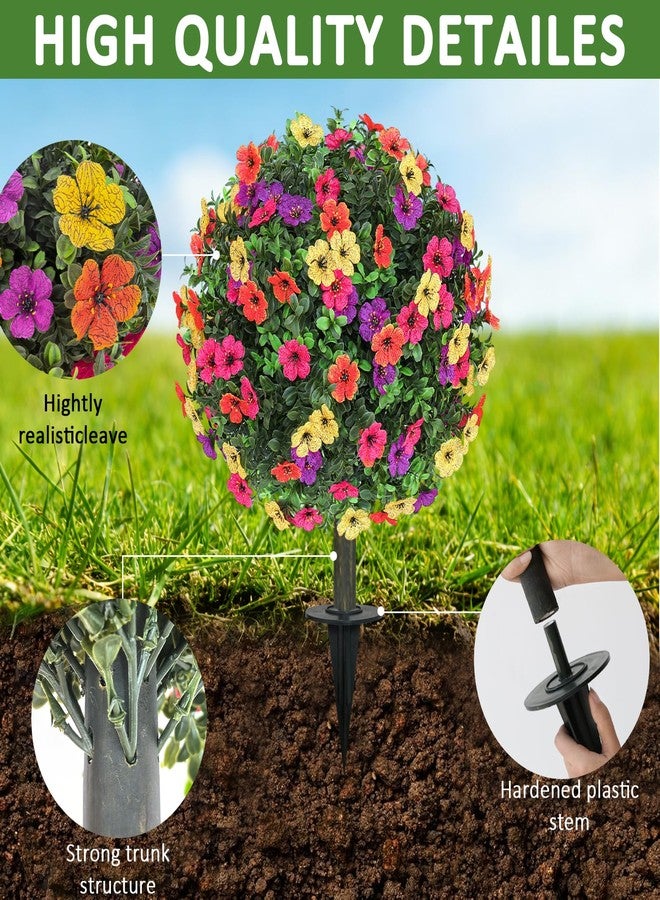 WEIERYUE 23 Inch Tall Artificial Plants Outdoor, Set of 2 with Ground Spikes for Easy Installation, UV Resistant & Fade-Proof Fake Plants for Outdoor Yard, Garden, Front Porch, Indoor Planters Decor - Image 3