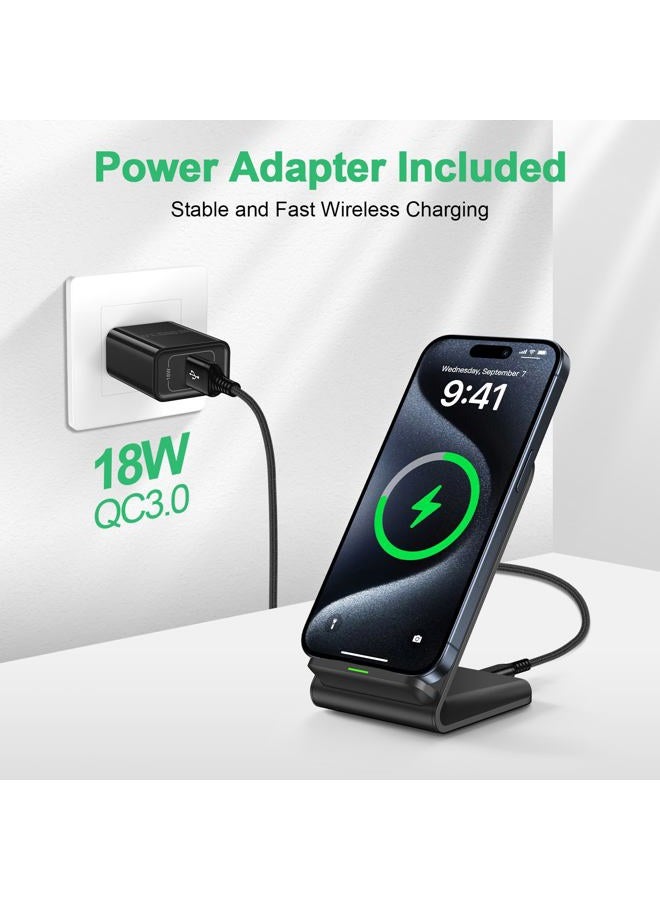 Flecom Android Wireless Charger Samsung for Samsung Galaxy S25FE S25 Plus S25 Edge S25 Ultra S24FE S23 S22, Android Desk Phone Charger Stand Fast Charging Station Pad for iPhone 17 Pro Max, with 18W Adapter - Image 2