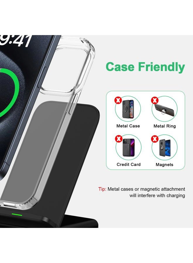 Flecom Android Wireless Charger Samsung for Samsung Galaxy S25FE S25 Plus S25 Edge S25 Ultra S24FE S23 S22, Android Desk Phone Charger Stand Fast Charging Station Pad for iPhone 17 Pro Max, with 18W Adapter - Image 4