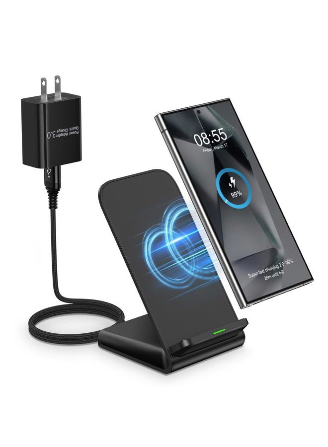 Flecom Android Wireless Charger Samsung for Samsung Galaxy S25FE S25 Plus S25 Edge S25 Ultra S24FE S23 S22, Android Desk Phone Charger Stand Fast Charging Station Pad for iPhone 17 Pro Max, with 18W Adapter - Image 1