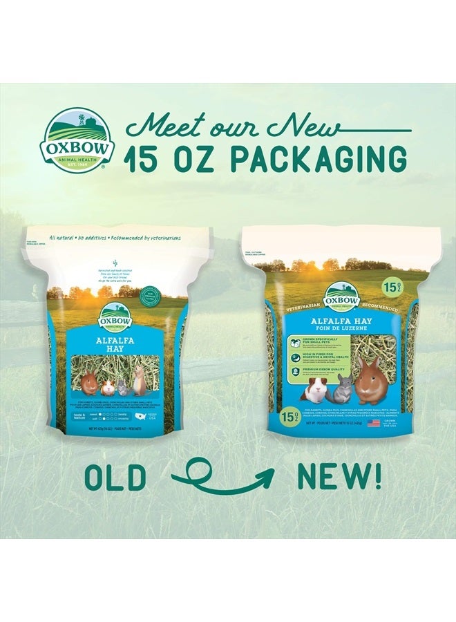 Oxbow علف البرسيم لصحة الحيوانات، للأرانب، خنازير غينيا، والحيوانات الأليفة الصغيرة، مزروع في الولايات المتحدة، مختار يدويًا ومصنف يدويًا، 15 أونصة - Image 2