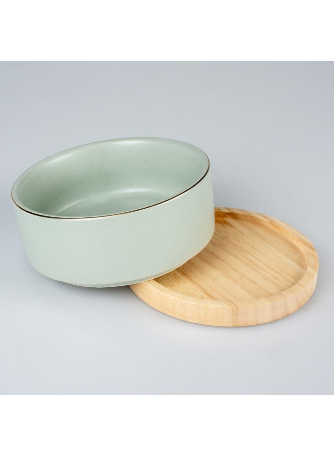 دوفو + وعاء تغذية دوفو+ بلون الخشب الحجري، سعة 450 مل، 12.5 × 12.5 × 6 سم، أخضر - Image 3