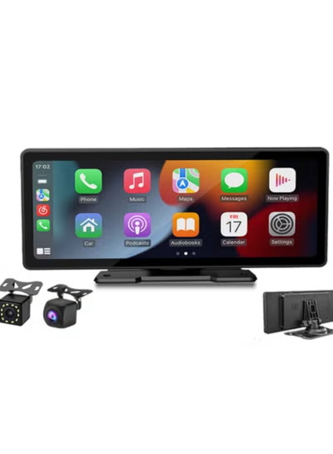 Furtey Wireless CarPlay & Android Auto 10.26" Portable Car Monitor with Rear Camera, Bluetooth, FM Radio, GPS Navigation, HD Touchscreen, Universal Fit for All Cars - Image 1