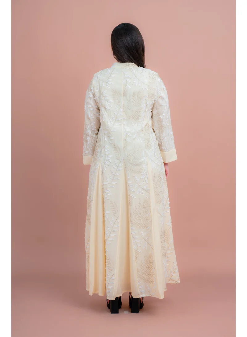 IKKXA Soft Petals Embroidered Jalabiya IK04 Yellow