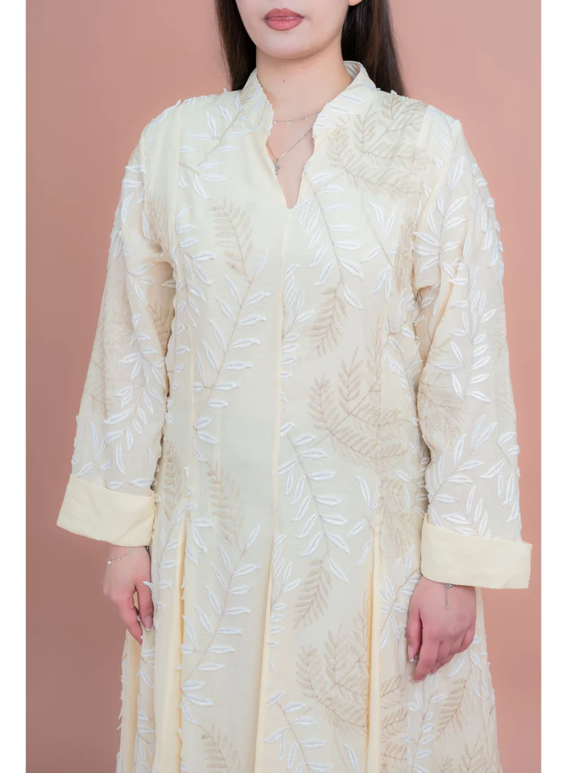 IKKXA Soft Petals Embroidered Jalabiya IK04 Yellow