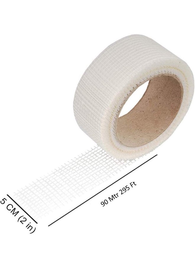 Biella Biella 50mm X 90mtr Long Plasterboard Mesh Joint Scrim Drywall Fibre Glass Self Adhesive, Wall Hole or Crack Repair Gypsum Board Joint Tape  - Image 3