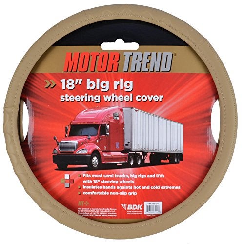 BDK Motor Trend 18" Inch Steering Wheel Cover for Big Rigs Trucks Semis Truckers RVs 18-Wheelers Freight Carrier Tow Trucks Tankers Transporters, Insulated Soft Comfortable, Improve Grip Fatigue - Beige - Image 3