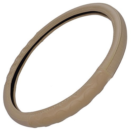 BDK Motor Trend 18" Inch Steering Wheel Cover for Big Rigs Trucks Semis Truckers RVs 18-Wheelers Freight Carrier Tow Trucks Tankers Transporters, Insulated Soft Comfortable, Improve Grip Fatigue - Beige - Image 1