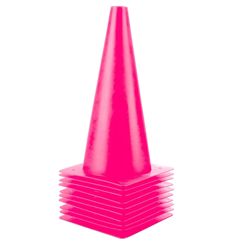 Alyoen [10 Pack] Traffic Training Sports Cones, 12 Inch Orange Safety Cones, Soccer Basketball Cones for Drills, Plastic Marker Cones for Indoor/Outdoor Activity & Festive Events (Set of 10/24 Pack) (Pink) - Image 1