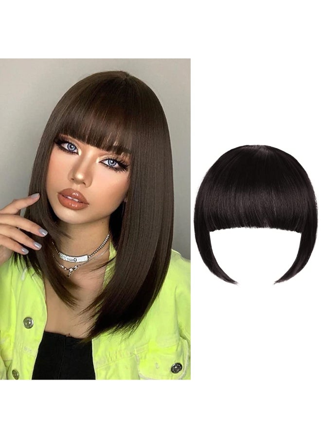 XRACEPHOL Clip in Bangs Dark Brown Clip on Bangs with Temple Fringe Bangs Hair Extensions for Women Dark Brown - Image 3