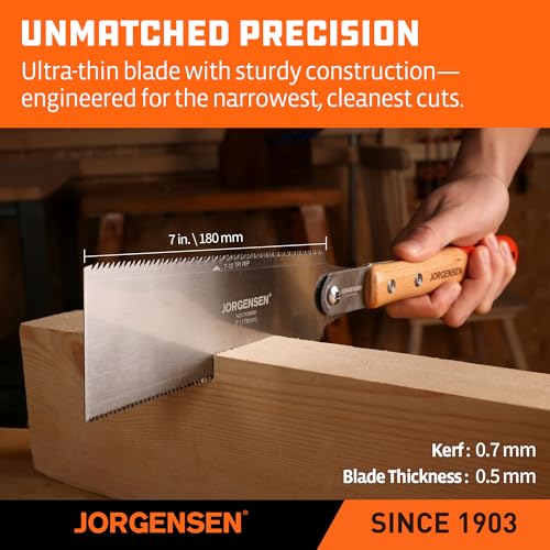 JORGENSEN Japanese Pull Saw RYOBA, 7 Inch Pro Double Edge, SK5 Flexible Blade, 18 TPI & 7-12 TPI, Woodworking Hand Saw for Hardwood & Softwood, Wood Trim - Image 5