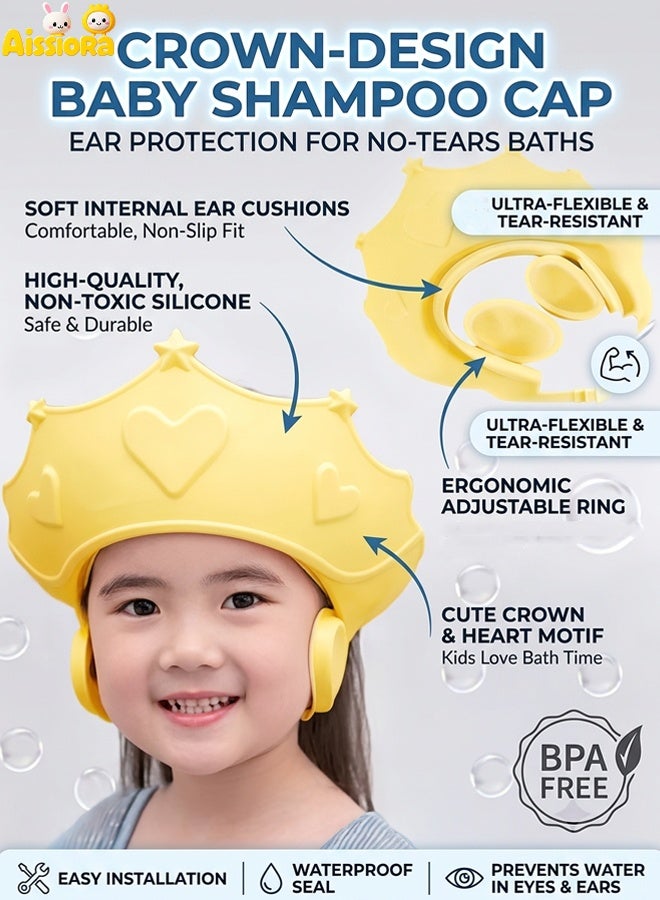 Aissiora Baby shower caps Baby ear protection shampoo cap Children's shower caps with ear protection The girth is adjustable Suitable for babies aged 0-3 years - Image 1