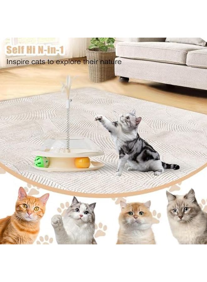 لعبة توزيع طعام القطط التفاعلية مع عصا زنبركية وكرات متدحرجة، أسلوب إثراء التغذية للقطط الصغيرة والبالغة، للعب الداخلي - Image 5