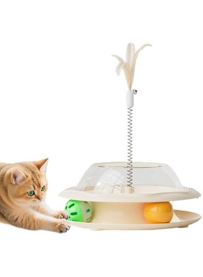 لعبة توزيع طعام القطط التفاعلية مع عصا زنبركية وكرات متدحرجة، أسلوب إثراء التغذية للقطط الصغيرة والبالغة، للعب الداخلي - Image 2