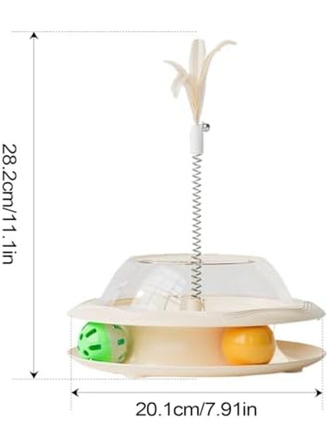 لعبة توزيع طعام القطط التفاعلية مع عصا زنبركية وكرات متدحرجة، أسلوب إثراء التغذية للقطط الصغيرة والبالغة، للعب الداخلي - Image 3