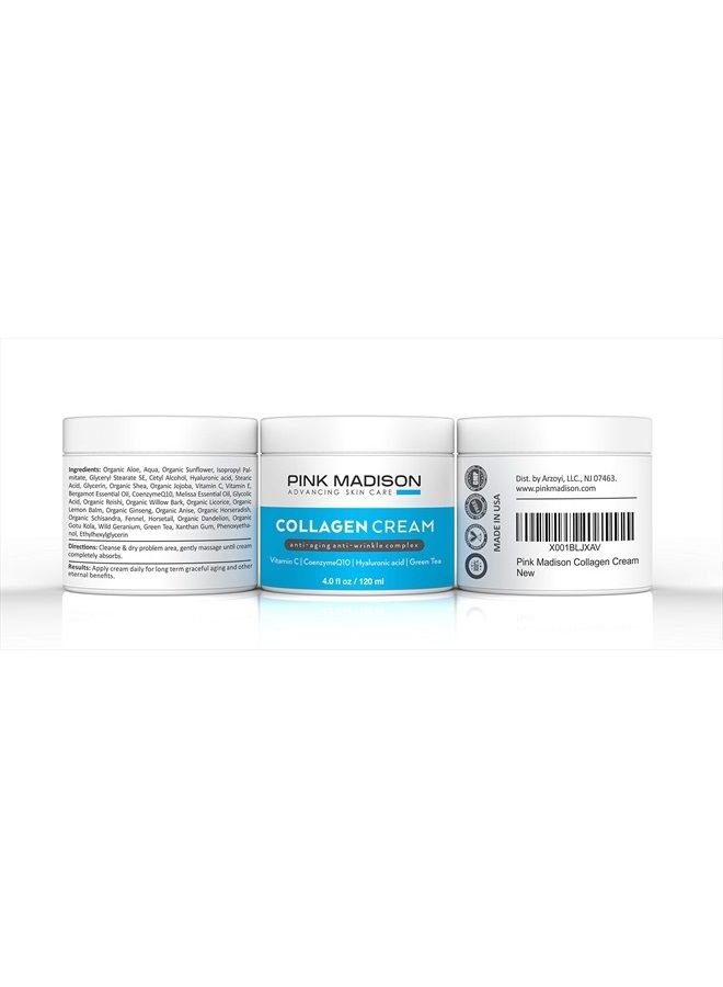 Pink Madison Skin Tightening Collagen Serum Cream with Hyaluronic Acid Anti Aging Face Treatment Fine Lines Wrinkles Men Women 4 Ounce Jar - Image 3