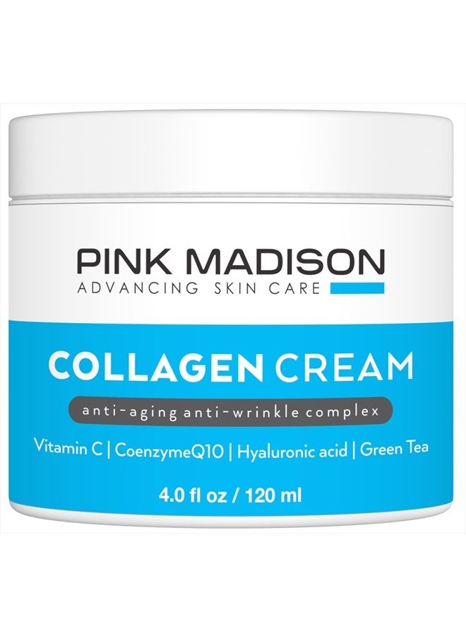 Pink Madison Skin Tightening Collagen Serum Cream with Hyaluronic Acid Anti Aging Face Treatment Fine Lines Wrinkles Men Women 4 Ounce Jar - Image 1