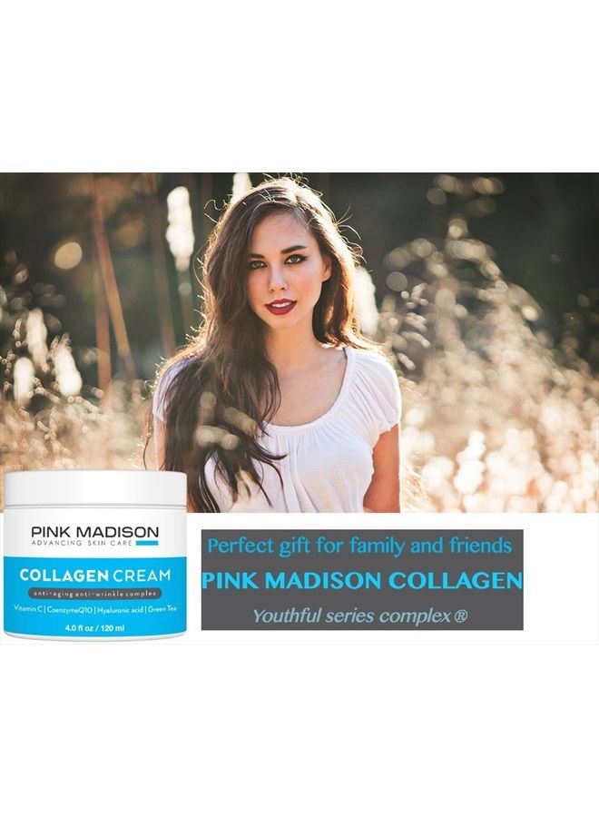 Pink Madison Skin Tightening Collagen Serum Cream with Hyaluronic Acid Anti Aging Face Treatment Fine Lines Wrinkles Men Women 4 Ounce Jar - Image 2
