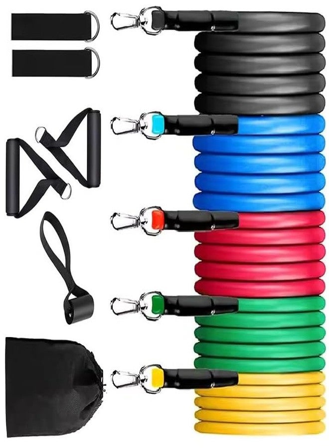 ERHETUS Portable 11-Piece Resistance Bands for Men | Rubber Exercise Fitness Band for Home Workout | Training Gym Kit for Women Includes Toning Tubes, Door Anchor, Handles, Ankle Straps & Carry Bag - Image 1