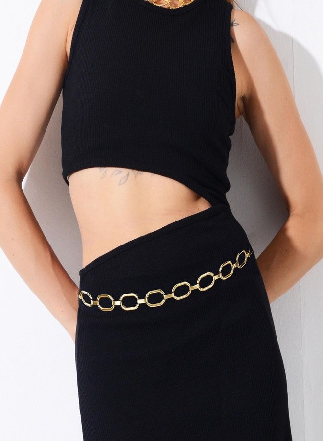 إيوهاك سلسلة خصر معدنية بحلقة دائرية من إيوهاك للنساء، حزام خصر معدني قابل للتعديل، وصلة للبطن، مناسبة للجينز والفساتين - Image 5