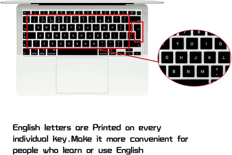 HRH Ultra Thin English Language Silicone Keyboard Cover Skin for MacBook Air 13 Inch 2020 with Touch ID (MODLE A2179 and A2337 M1 Chip,UK/EU Layout) Keyboard Accessories Protector - Image 2