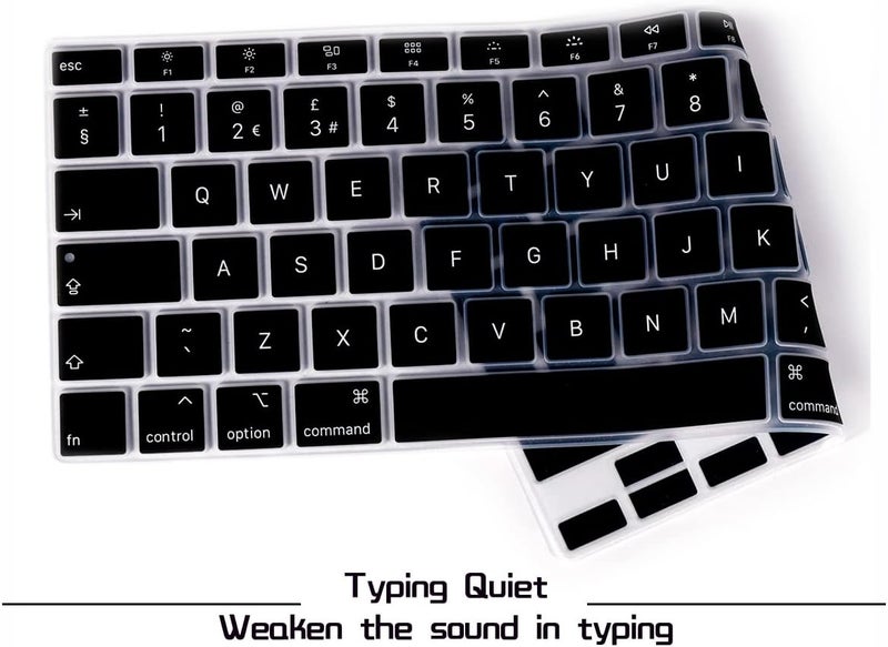 HRH Ultra Thin English Language Silicone Keyboard Cover Skin for MacBook Air 13 Inch 2020 with Touch ID (MODLE A2179 and A2337 M1 Chip,UK/EU Layout) Keyboard Accessories Protector - Image 3