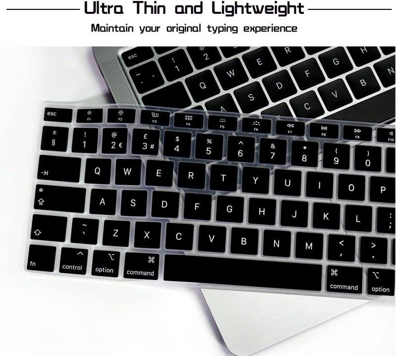 HRH Ultra Thin English Language Silicone Keyboard Cover Skin for MacBook Air 13 Inch 2020 with Touch ID (MODLE A2179 and A2337 M1 Chip,UK/EU Layout) Keyboard Accessories Protector - Image 4