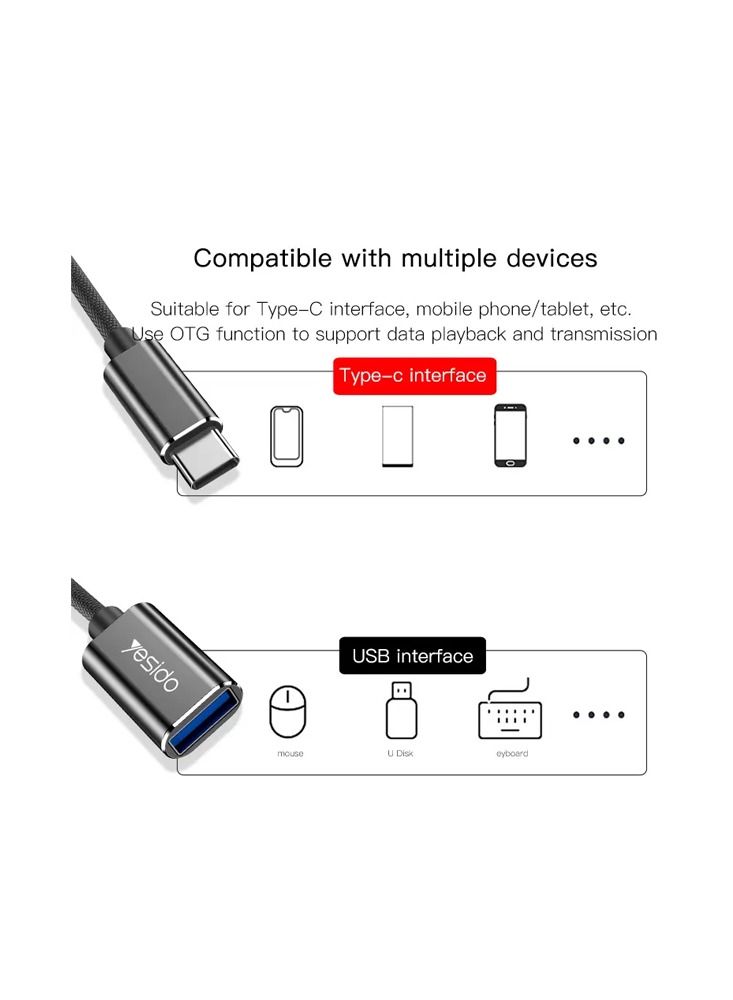 يسيدو اكتب -C OTG بسرعة فائقة USB 2.0 فائق السرعة نقل البيانات أسود - Image 3