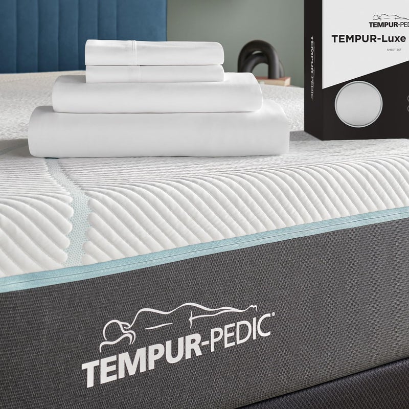Tempur-Pedic مجموعة ملاءات TEMPUR Luxe من القطن المصري الأبيض - كينج مقسم - Image 2