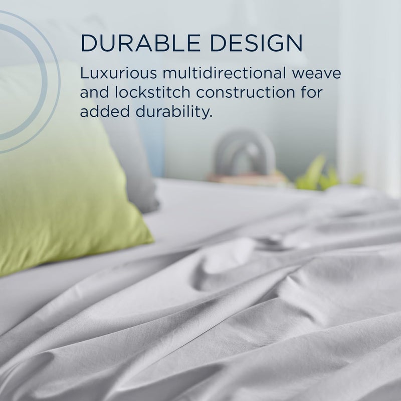 Tempur-Pedic مجموعة ملاءات TEMPUR Luxe من القطن المصري الأبيض - كينج مقسم - Image 4