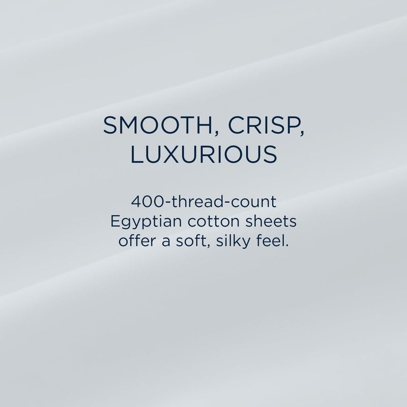Tempur-Pedic مجموعة ملاءات TEMPUR Luxe من القطن المصري الأبيض - كينج مقسم - Image 5