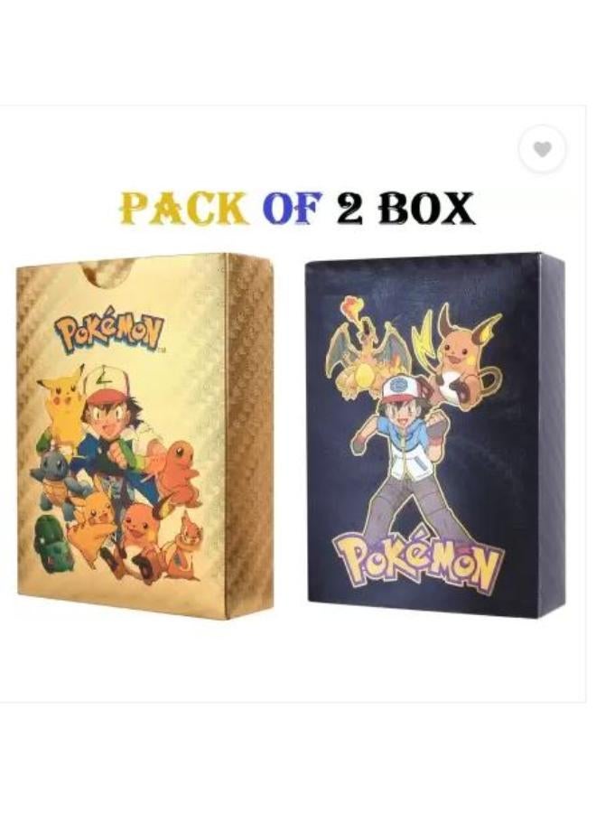 بوكيمون 55 بطاقة ذهبية و55 بطاقة سوداء صندوق بطاقات سلسلة V Vmax Gx Ex (ذهبي، أسود)